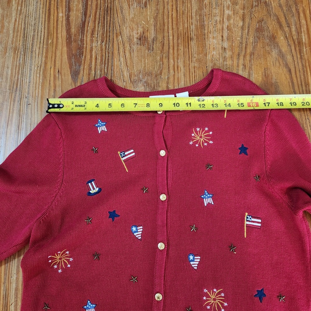 Croft & Barrow Lrg 4th of July Embroidered Button Cardigan‎ Vintage Patriotic - Picture 11 of 13